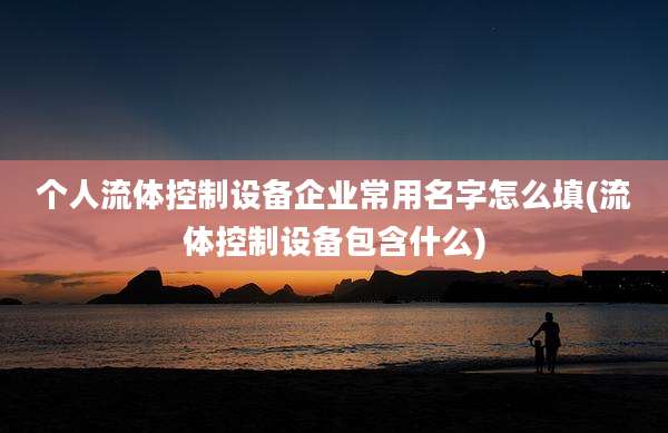 个人流体控制设备企业常用名字怎么填(流体控制设备包含什么)