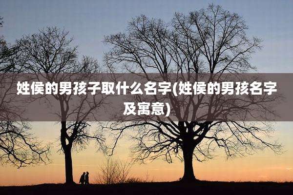 姓侯的男孩子取什么名字(姓侯的男孩名字及寓意)