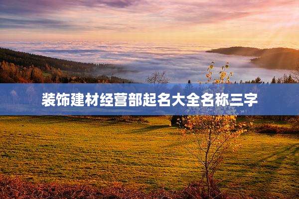 装饰建材经营部起名大全名称三字