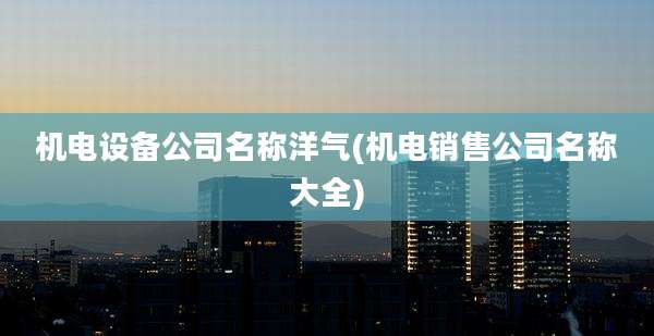 机电设备公司名称洋气(机电销售公司名称大全)