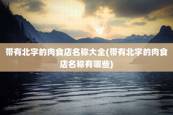 带有北字的肉食店名称大全(带有北字的肉食店名称有哪些)