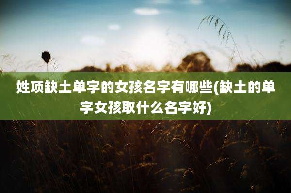 姓项缺土单字的女孩名字有哪些(缺土的单字女孩取什么名字好)