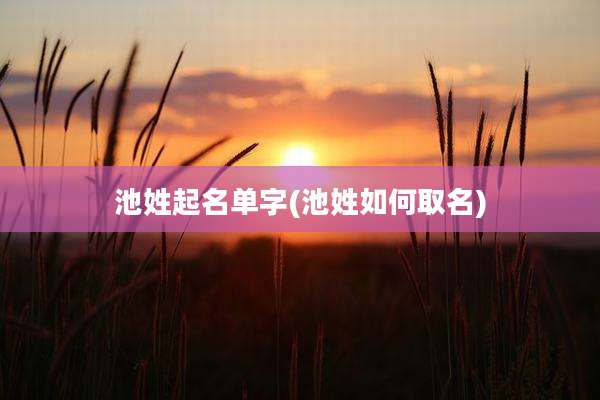 池姓起名单字(池姓如何取名)