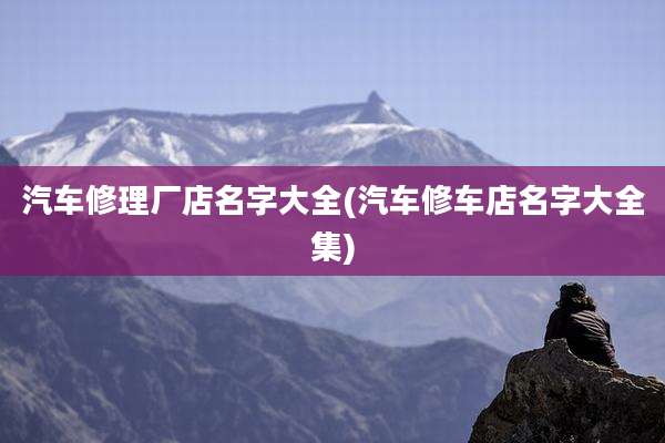 汽车修理厂店名字大全(汽车修车店名字大全集)