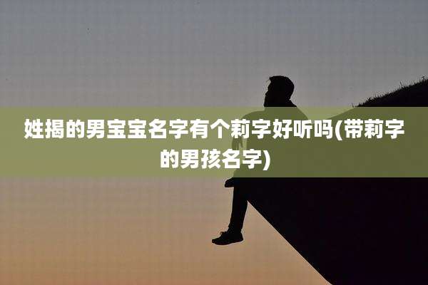 姓揭的男宝宝名字有个莉字好听吗(带莉字的男孩名字)