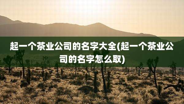 起一个茶业公司的名字大全(起一个茶业公司的名字怎么取)