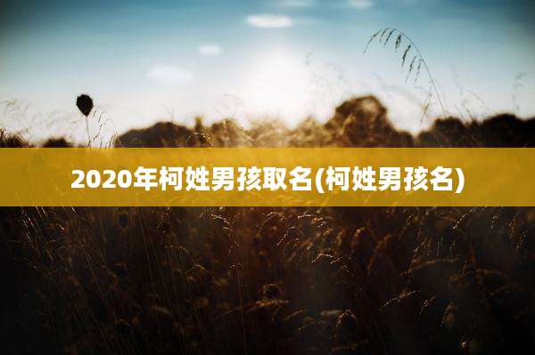 2020年柯姓男孩取名(柯姓男孩名)