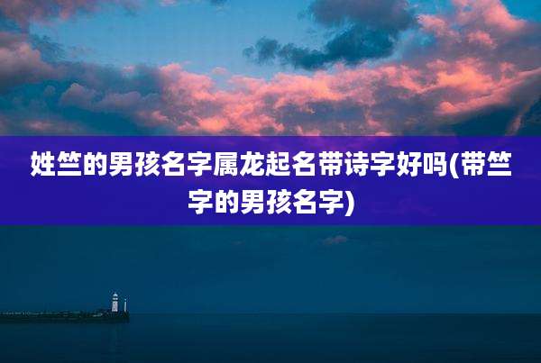 姓竺的男孩名字属龙起名带诗字好吗(带竺字的男孩名字)
