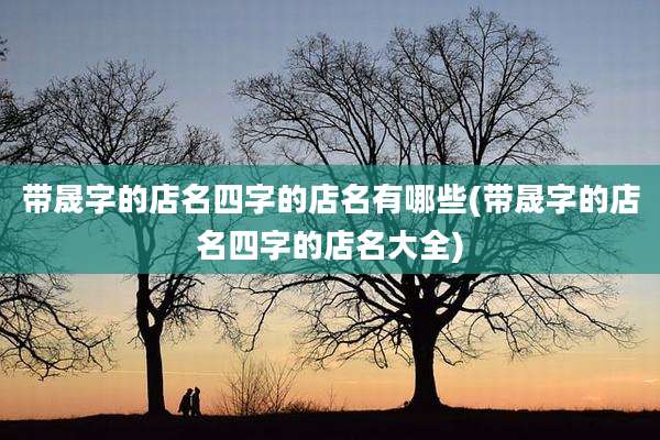 带晟字的店名四字的店名有哪些(带晟字的店名四字的店名大全)