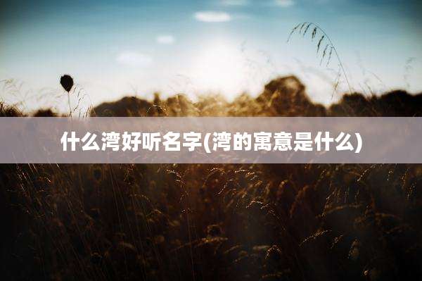 什么湾好听名字(湾的寓意是什么)