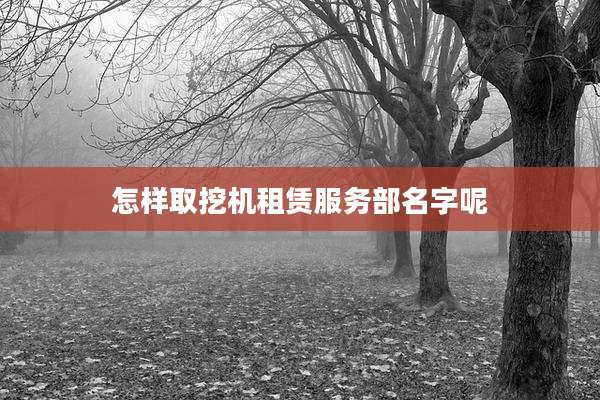 怎样取挖机租赁服务部名字呢