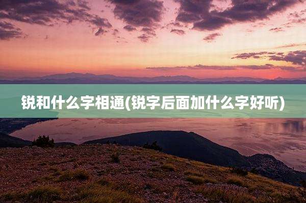 锐和什么字相通(锐字后面加什么字好听)