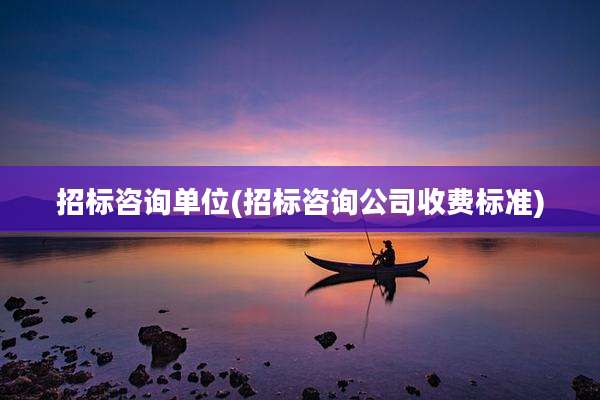 招标咨询单位(招标咨询公司收费标准)