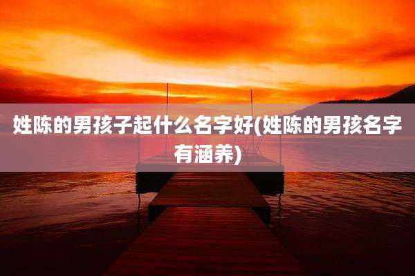 姓陈的男孩子起什么名字好(姓陈的男孩名字有涵养)