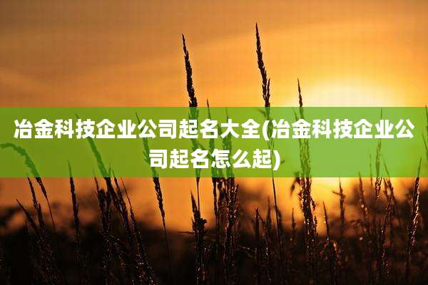 冶金科技企业公司起名大全(冶金科技企业公司起名怎么起)