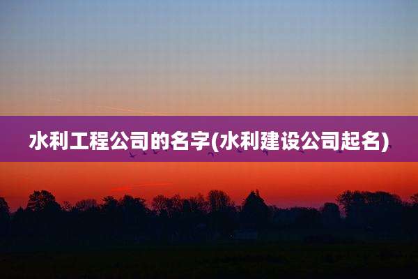 水利工程公司的名字(水利建设公司起名)