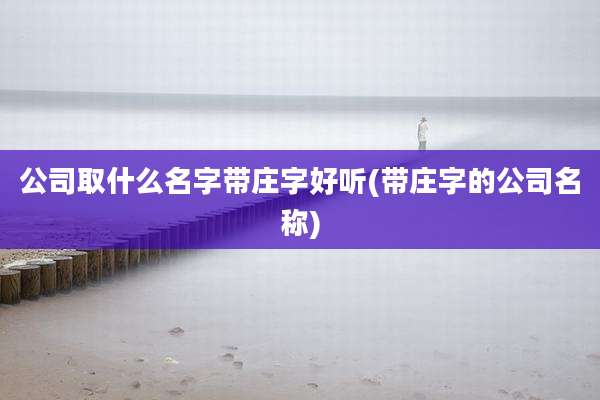 公司取什么名字带庄字好听(带庄字的公司名称)