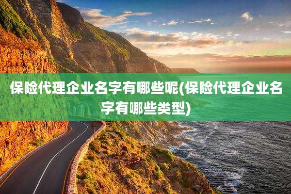 保险代理企业名字有哪些呢(保险代理企业名字有哪些类型)