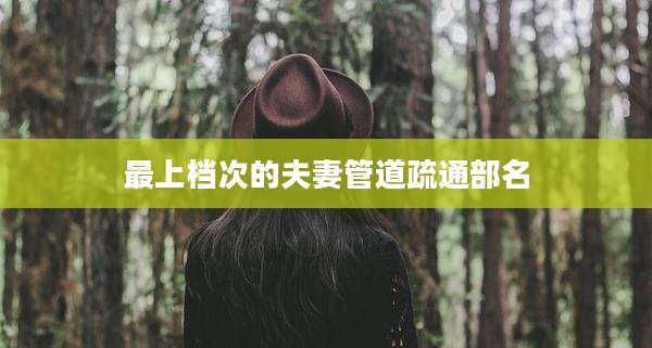 最上档次的夫妻管道疏通部名