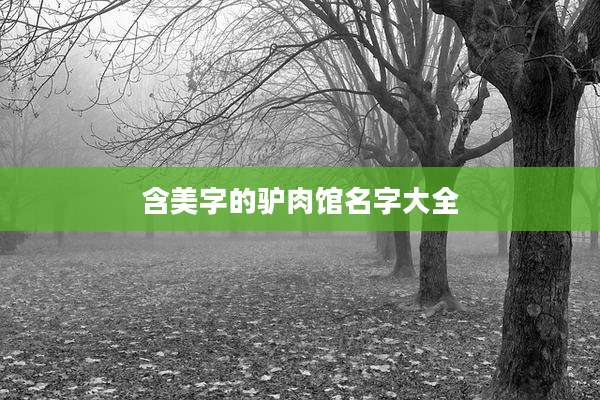 含美字的驴肉馆名字大全