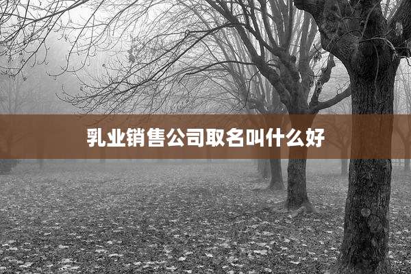 乳业销售公司取名叫什么好
