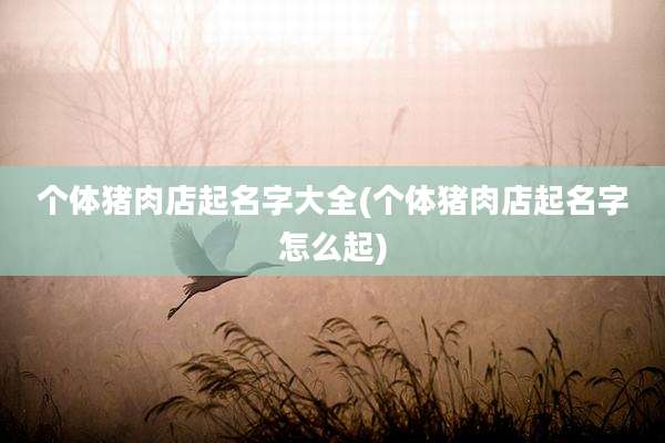 个体猪肉店起名字大全(个体猪肉店起名字怎么起)