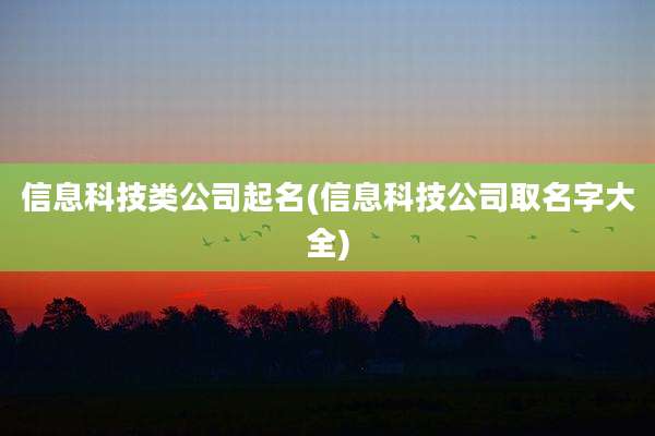 信息科技类公司起名(信息科技公司取名字大全)