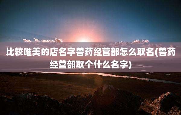 比较唯美的店名字兽药经营部怎么取名(兽药经营部取个什么名字)
