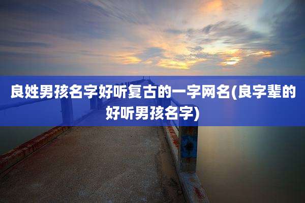 良姓男孩名字好听复古的一字网名(良字辈的好听男孩名字)