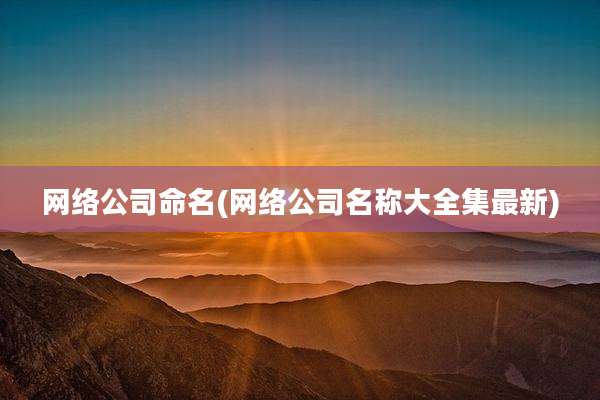 网络公司命名(网络公司名称大全集最新)