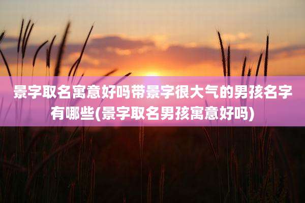 景字取名寓意好吗带景字很大气的男孩名字有哪些(景字取名男孩寓意好吗)