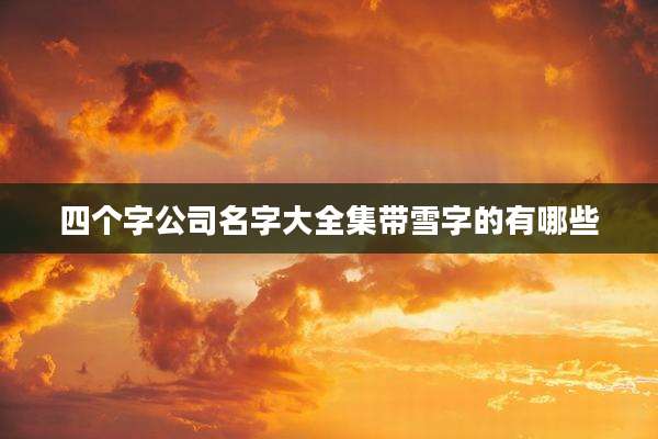 四个字公司名字大全集带雪字的有哪些