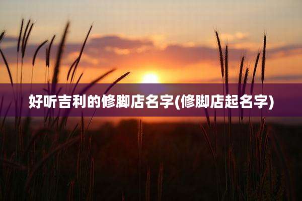 好听吉利的修脚店名字(修脚店起名字)