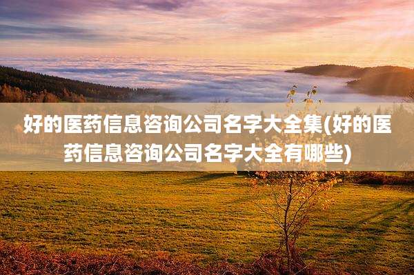 好的医药信息咨询公司名字大全集(好的医药信息咨询公司名字大全有哪些)