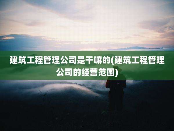 建筑工程管理公司是干嘛的(建筑工程管理公司的经营范围)