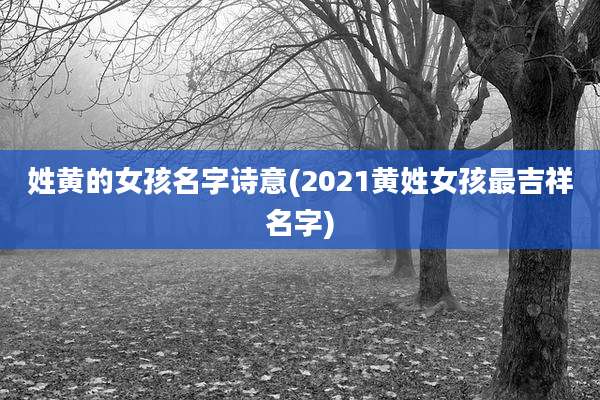 姓黄的女孩名字诗意(2021黄姓女孩最吉祥名字)