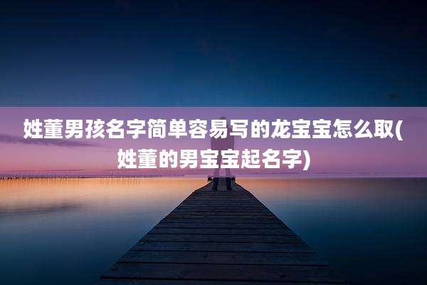姓董男孩名字简单容易写的龙宝宝怎么取(姓董的男宝宝起名字)