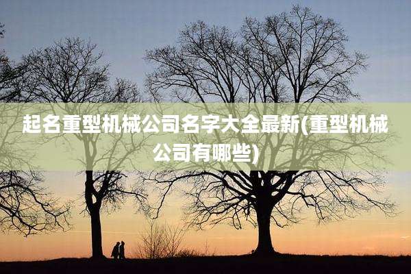 起名重型机械公司名字大全最新(重型机械公司有哪些)