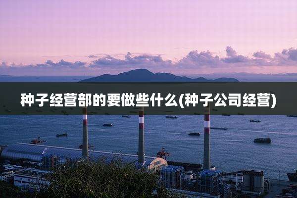 种子经营部的要做些什么(种子公司经营)
