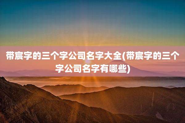 带宸字的三个字公司名字大全(带宸字的三个字公司名字有哪些)