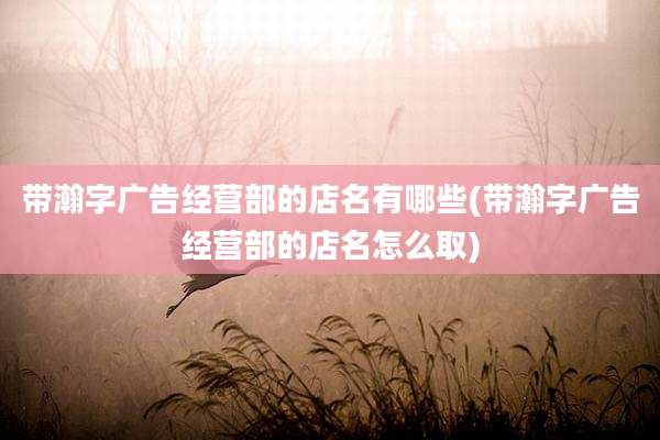 带瀚字广告经营部的店名有哪些(带瀚字广告经营部的店名怎么取)