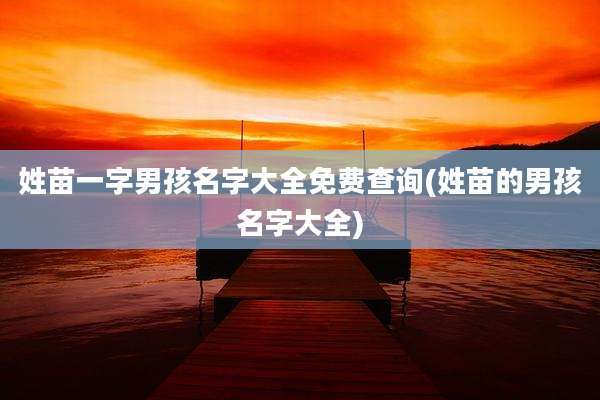 姓苗一字男孩名字大全免费查询(姓苗的男孩名字大全)
