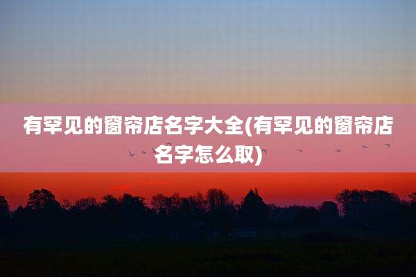 有罕见的窗帘店名字大全(有罕见的窗帘店名字怎么取)