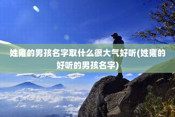 姓雍的男孩名字取什么很大气好听(姓雍的好听的男孩名字)