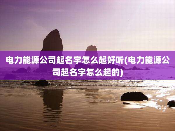 电力能源公司起名字怎么起好听(电力能源公司起名字怎么起的)