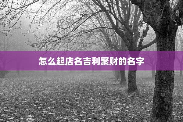 怎么起店名吉利聚财的名字