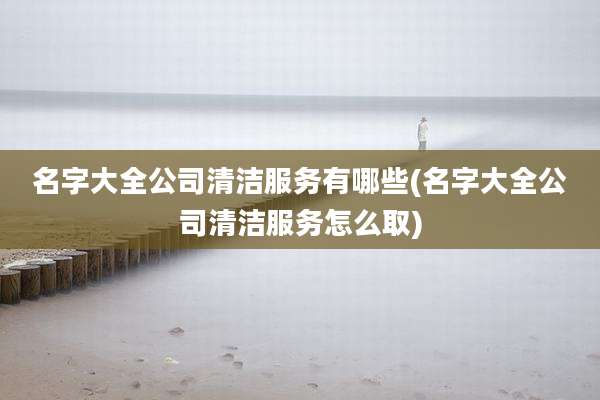 名字大全公司清洁服务有哪些(名字大全公司清洁服务怎么取)