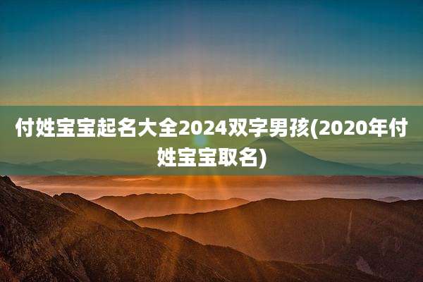 付姓宝宝起名大全2024双字男孩(2020年付姓宝宝取名)