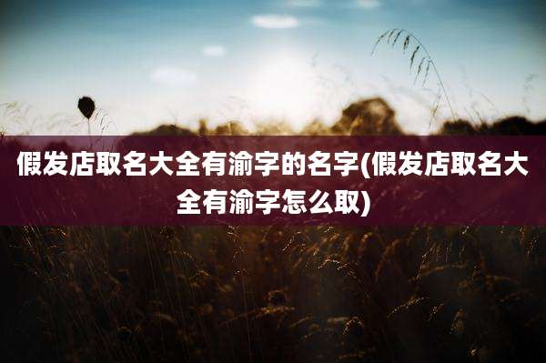 假发店取名大全有渝字的名字(假发店取名大全有渝字怎么取)