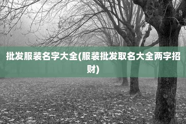 批发服装名字大全(服装批发取名大全两字招财)
